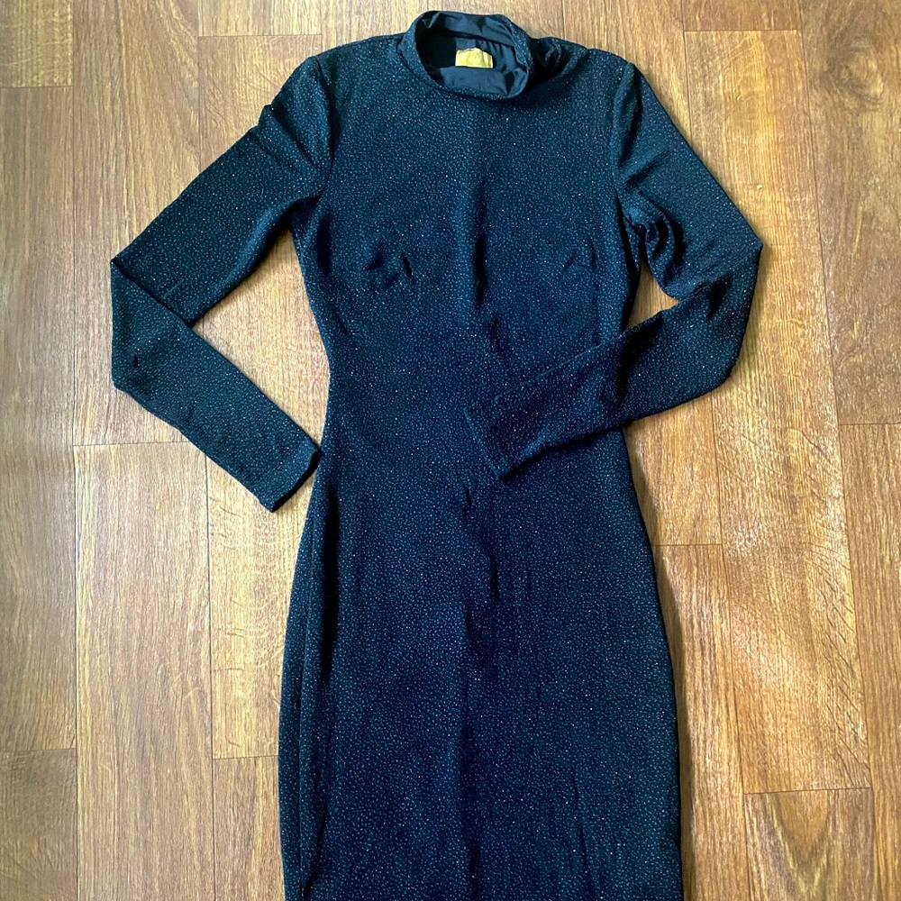 Black Sparkly Knee Length Cocktail Dress: Size 6